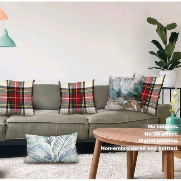 Batmerry Red White Plaid Decorative Pillow Covers, 22 x 22 Inch Set Of 2 - Picture 2 of 5